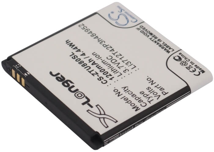 3.7V, 1200mAh, Li-ion Battery fits Zte, Kis Flex, Kis Q, 4.44Wh