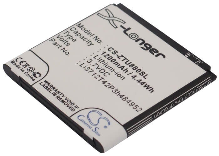 3.7V, 1200mAh, Li-ion Battery fits Zte, Kis Flex, Kis Q, 4.44Wh