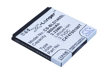 3.7V, 900mAh, Li-ion Battery fits Blu, D140, D141s, 3.33Wh