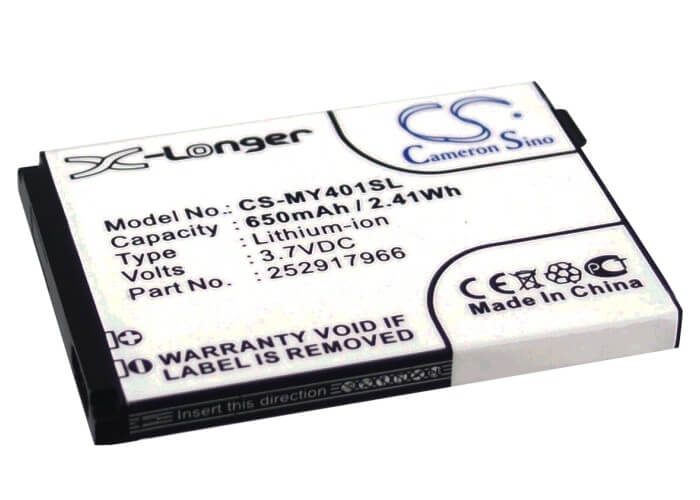 3.7V, 650mAh, Li-ion Battery fits Sagem, My401c, My-401c, 2.405Wh