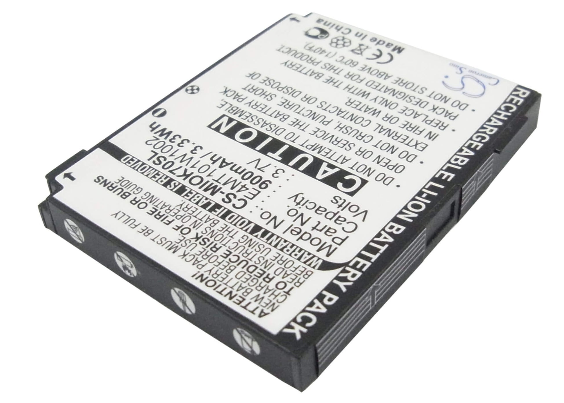 3.7V, 900mAh, Li-ion Battery fits Mitac, Mio Explora K70, Mio Explora K75, 3.33Wh