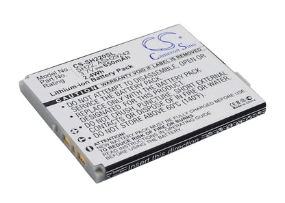3.7V, 650mAh, Li-ion Battery fits Sharp, Sh-06a, Sh-07a, 2.405Wh