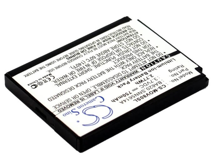 3.7V, 750mAh, Li-ion Battery fits Motorola, A668, R880, 2.775Wh