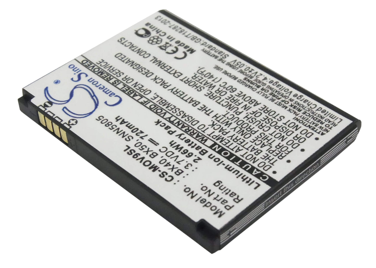 3.7V, 720mAh, Li-ion Battery fits Motorola, Moto Jewel, Moto U8, 2.664Wh