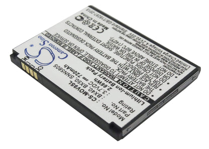 3.7V, 720mAh, Li-ion Battery fits Motorola, Moto Jewel, Moto U8, 2.664Wh