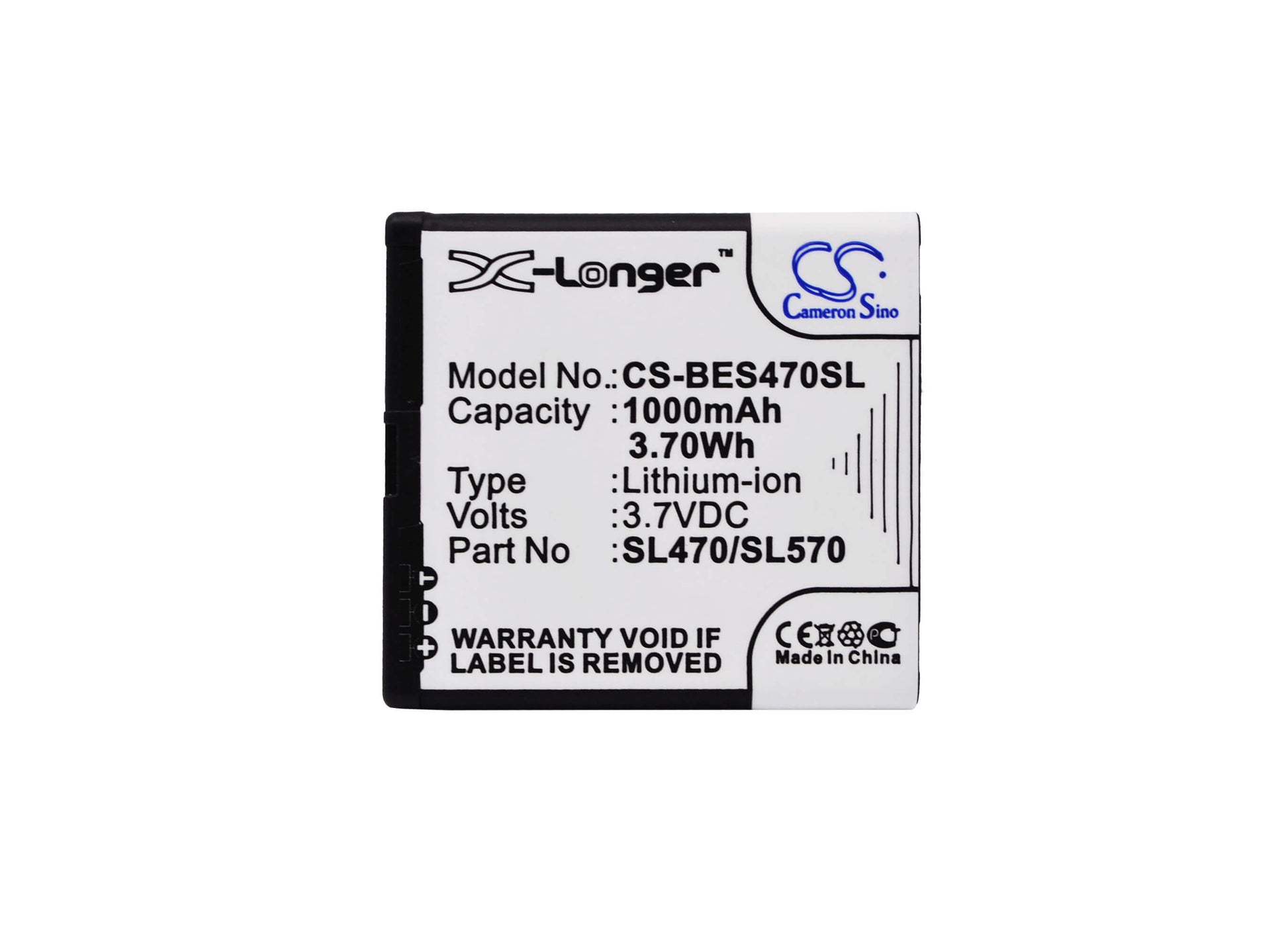 3.7V, 1000mAh, Li-ion Battery fits Bea-fon, Sl470, Sl570, 3.7Wh