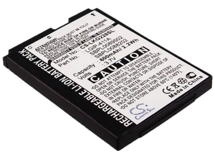 3.7V, 600mAh, Li-ion Battery fits Lg, Cg180, Cg810, 2.22Wh