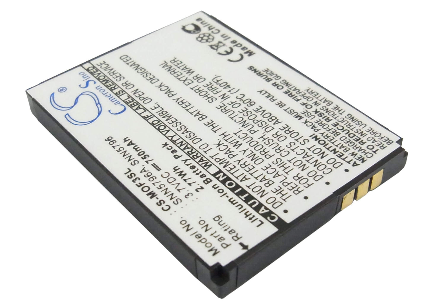 3.7V, 750mAh, Li-ion Battery fits Motorola, Em25, Em325, 2.775Wh