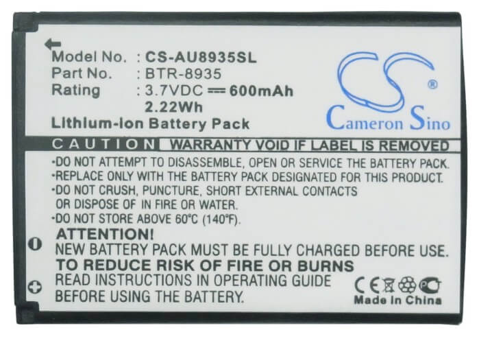 3.7V, 600mAh, Li-ion Battery fits Audiovox, Cdm-8935, Cdm-8935 Mini, 2.22Wh
