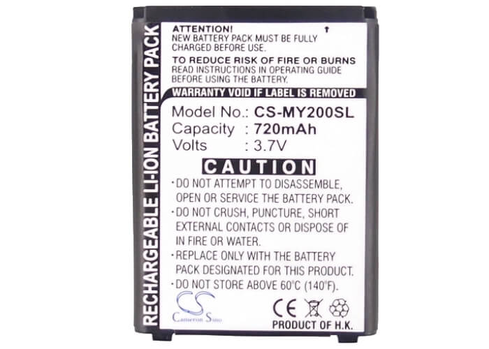 3.7V, 720mAh, Li-ion Battery fits Sagem, My200x, My201x, 2.664Wh