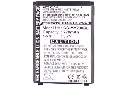3.7V, 720mAh, Li-ion Battery fits Sagem, My200x, My201x, 2.664Wh
