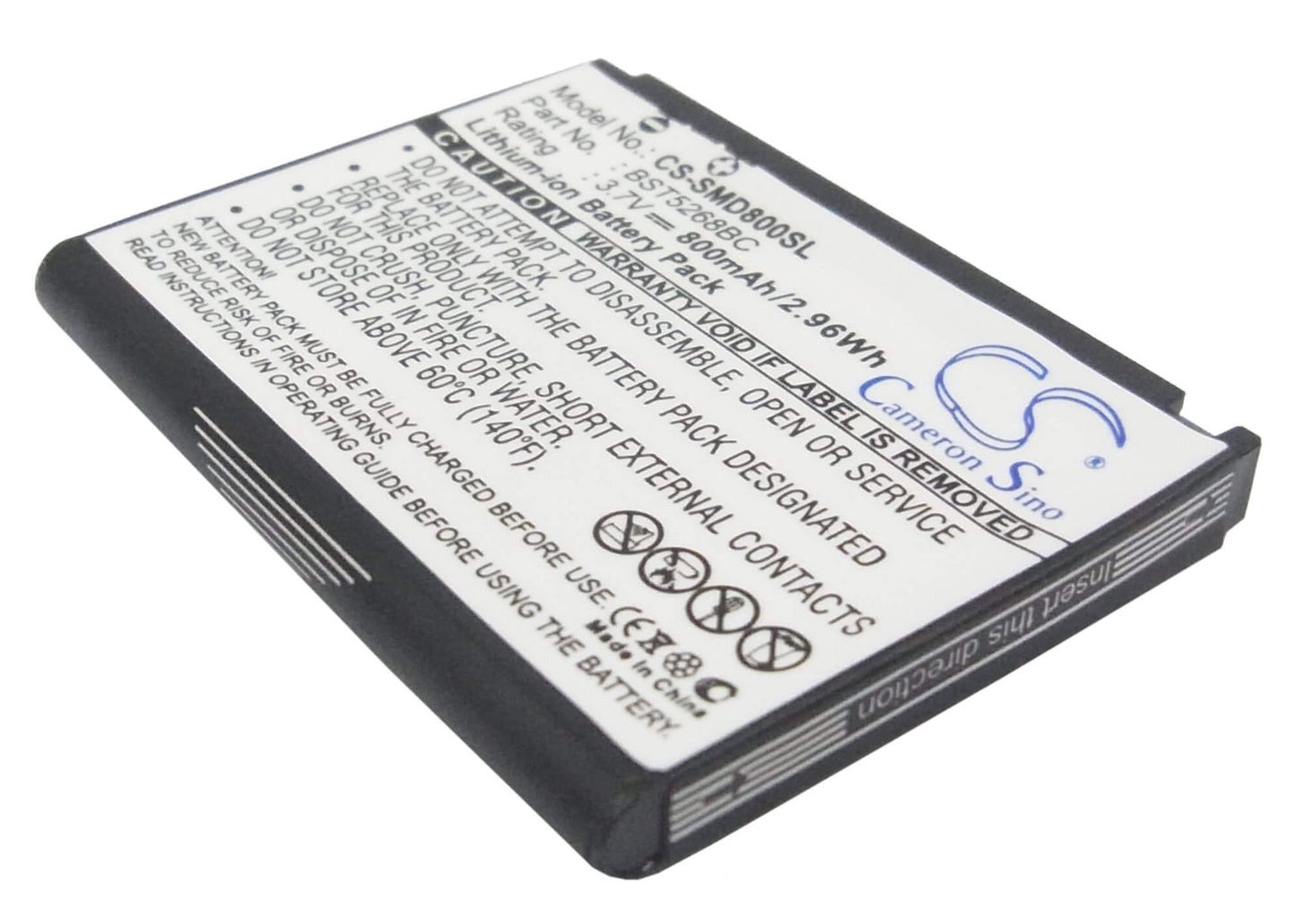 3.7V, 800mAh, Li-ion Battery fits Samsung, Sgh-d808, 2.96Wh