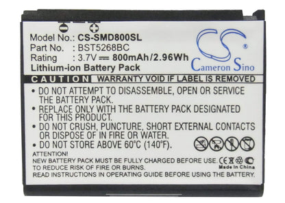 3.7V, 800mAh, Li-ion Battery fits Samsung, Sgh-d808, 2.96Wh