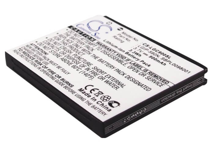 3.7V, 900mAh, Li-ion Battery fits Lg, Arena Gt950, Bliss Ux700, 3.33Wh