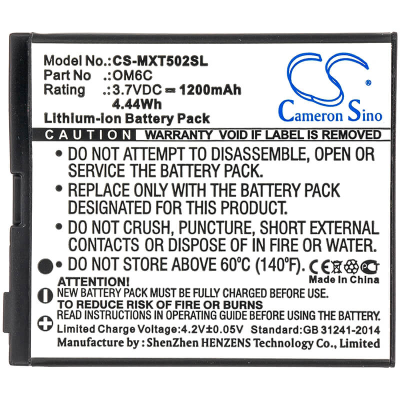 3.7V, 1200mAh, Li-ion Battery fits Motorola, Greco, Quench Xt5, 4.44Wh