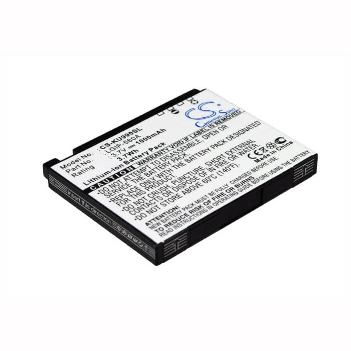 3.7V, 1000mAh, Li-ion Battery fits Lg, Cu915, Cu915vu, 3.7Wh