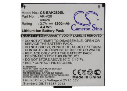 3.7V, 1200mAh, Li-ion Battery fits Emporia, Ak-v28, Ak-v29, 4.44Wh