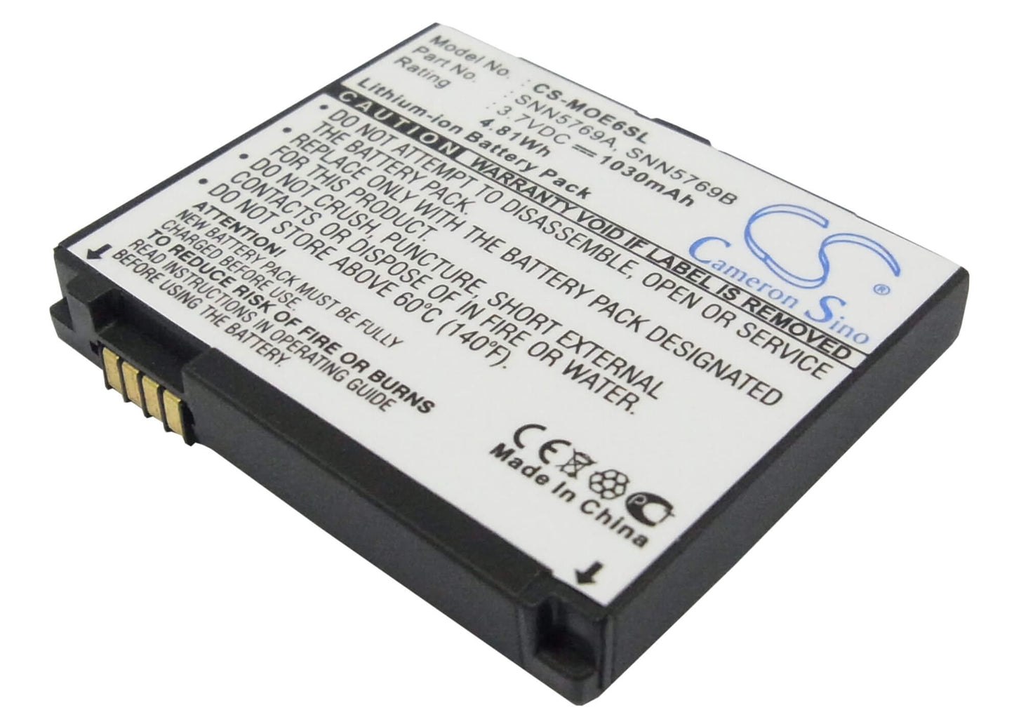 3.7V, 1030mAh, Li-ion Battery fits Motorola, Motorokr E6, 3.811Wh