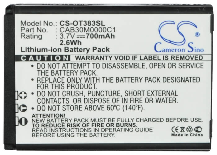 3.7V, 700mAh, Li-ion Battery fits Mtc, 252, 262, 2.59Wh