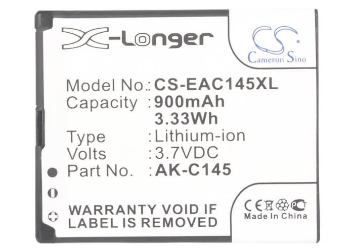 3.7V, 900mAh, Li-ion Battery fits Emporia, Telme C145, 3.33Wh