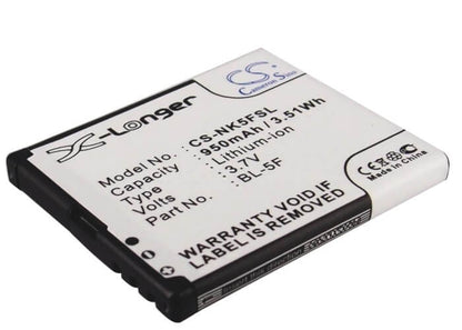 3.7V, 950mAh, Li-ion Battery fits Nokia, 6210 Navigator, 6290, 3.515Wh