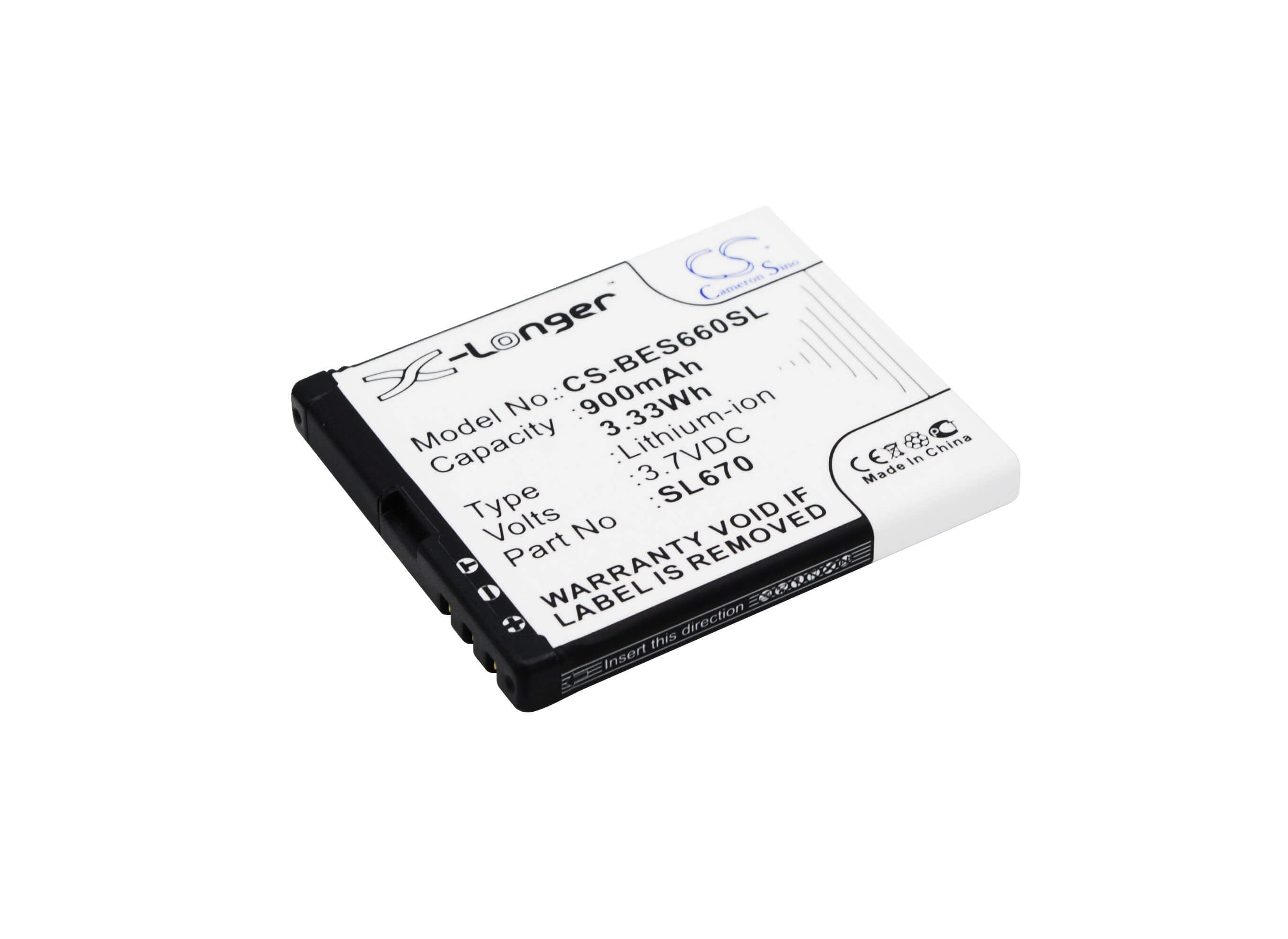 3.7V, 900mAh, Li-ion Battery fits Bea-fon, Sl625ad, Sl630, 3.33Wh