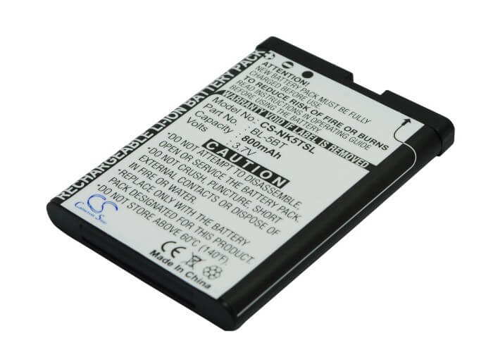 3.7V, 800mAh, Li-ion Battery fits Nokia, 2600 Classic, 7510, 2.96Wh