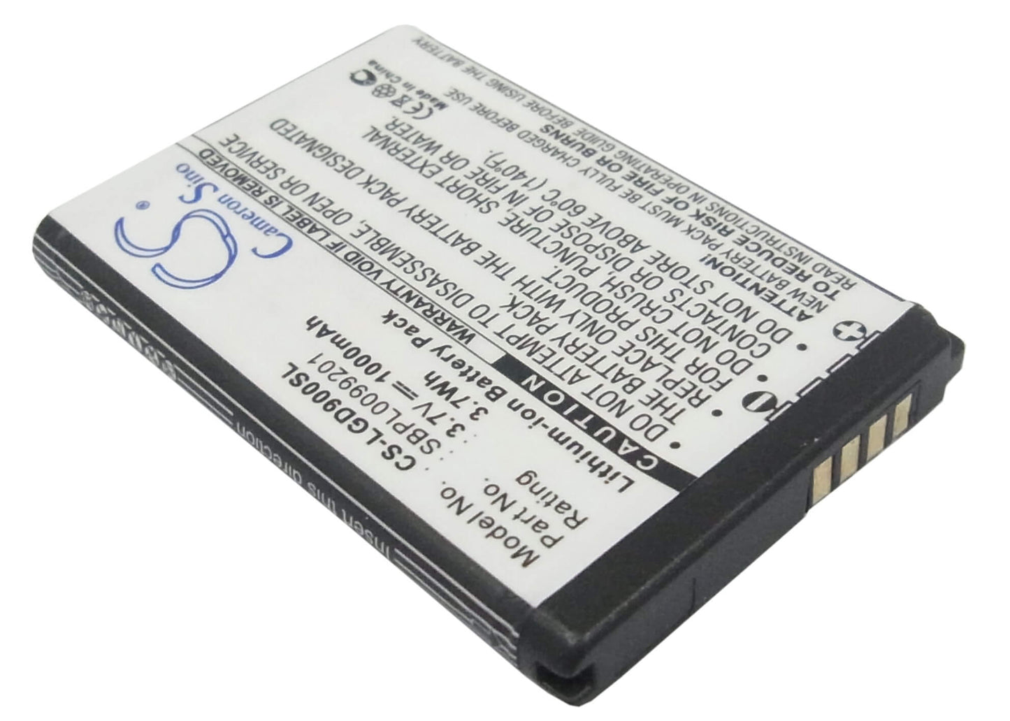 3.7V, 1000mAh, Li-ion Battery fits Lg, Bl40 Chocolate, Gd900, 3.7Wh