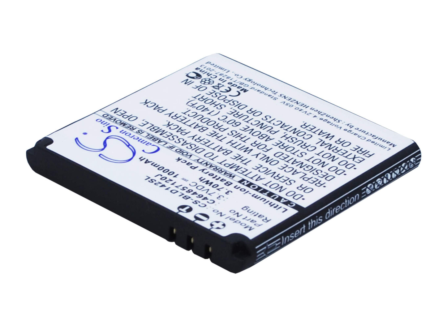 3.7V, 1000mAH, Li-ion Battery fits Blu, D142, Dash Jr 4.0, 3.7Wh