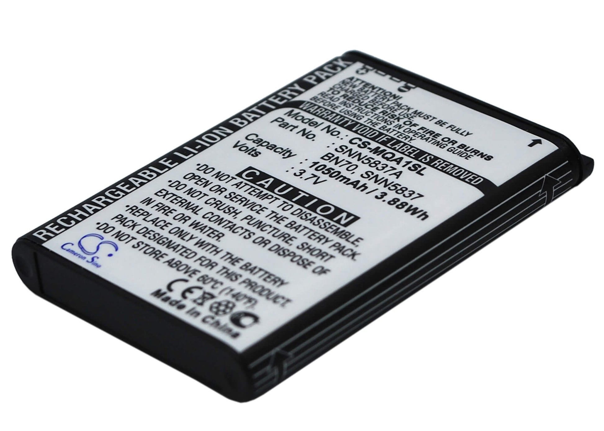 3.7V, 1050mAh, Li-ion Battery fits Motorola, Mt710, 3.885Wh