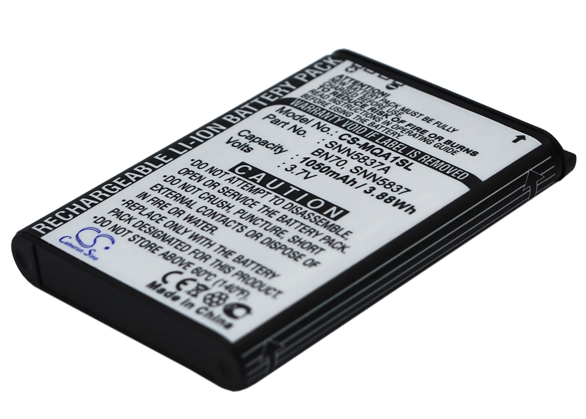 3.7V, 1050mAh, Li-ion Battery fits Motorola, Mt710, 3.885Wh
