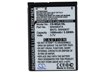 3.7V, 1050mAh, Li-ion Battery fits Motorola, Mt710, 3.885Wh