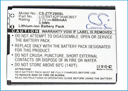 3.7V, 800mAh, Li-ion Battery fits T-mobile, Vairy Touch 2, Vairy Touch Ii, 2.96Wh