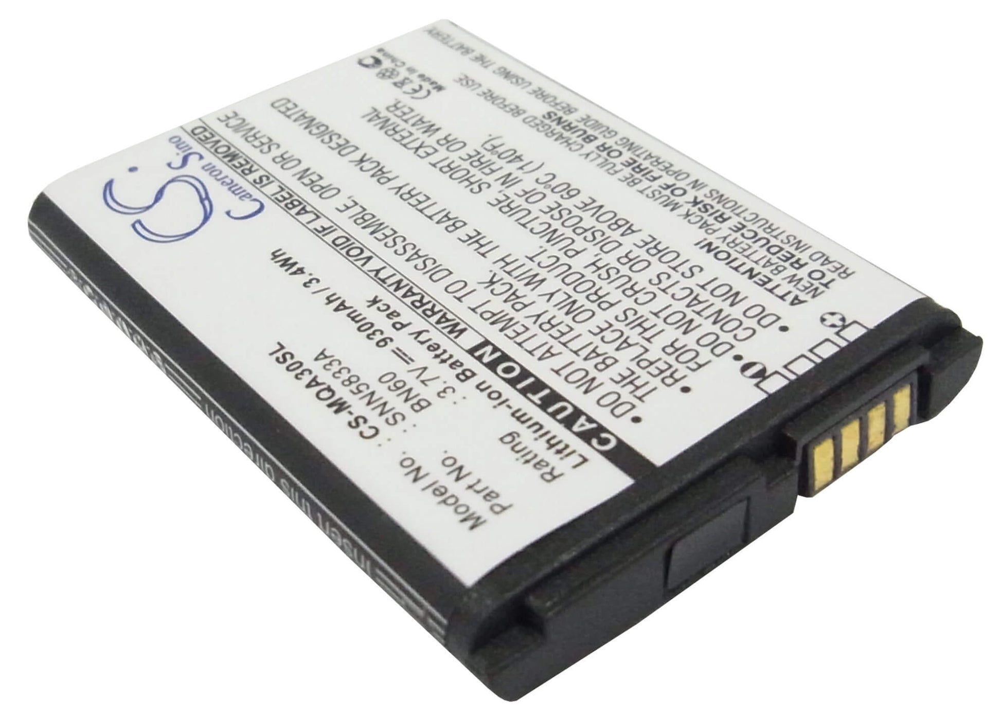 3.7V, 930mAh, Li-ion Battery fits Motorola, Eco A45, Hint Qa30, 3.441Wh