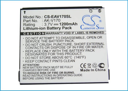 3.7V, 1200mAh, Li-ion Battery fits Emporia, Ak-v170, Life+, 4.44Wh