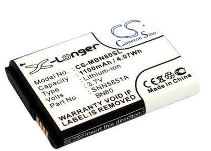 3.7V, 1100mAh, Li-ion Battery fits Motorola, Backflip, Backflip I886, 4.07Wh