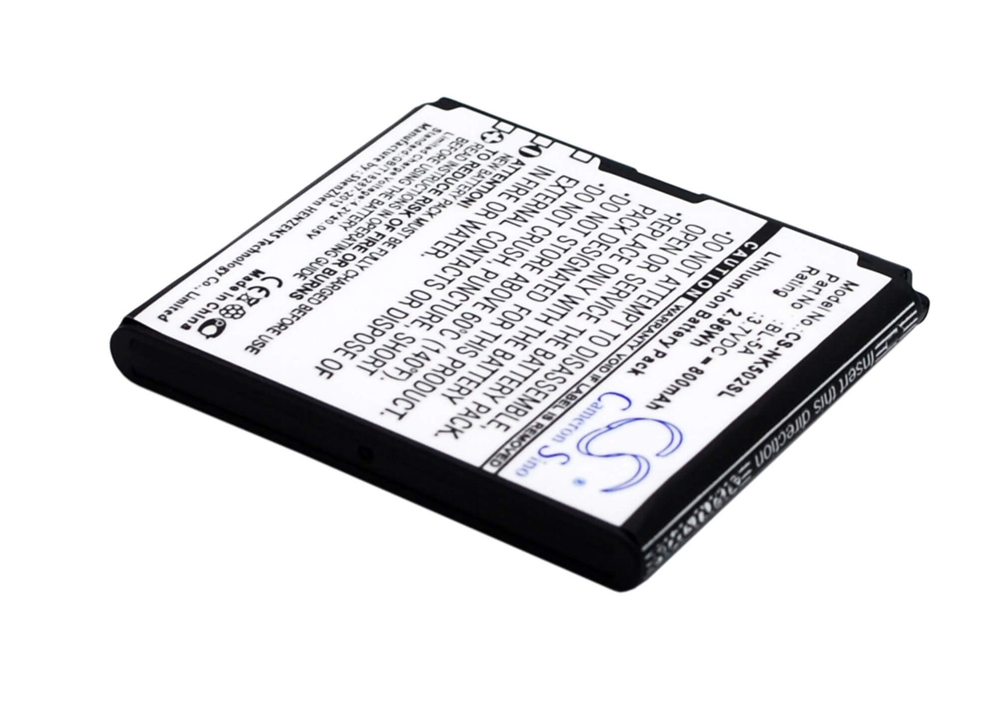 3.7V, 800mAh, Li-ion Battery fits Nokia, Asha 502, 2.96Wh