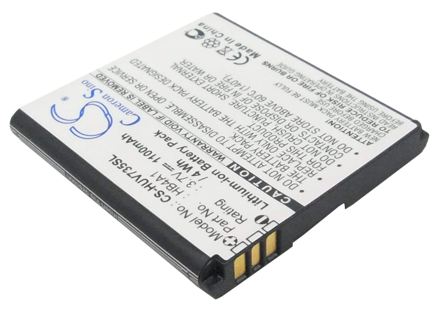 3.7V, 1100mAh, Li-ion Battery fits Huawei, U6100, V735, 4.07Wh
