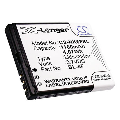 3.7V, 1100mAh, Li-ion Battery fits Blu, Cubo, 4.07Wh