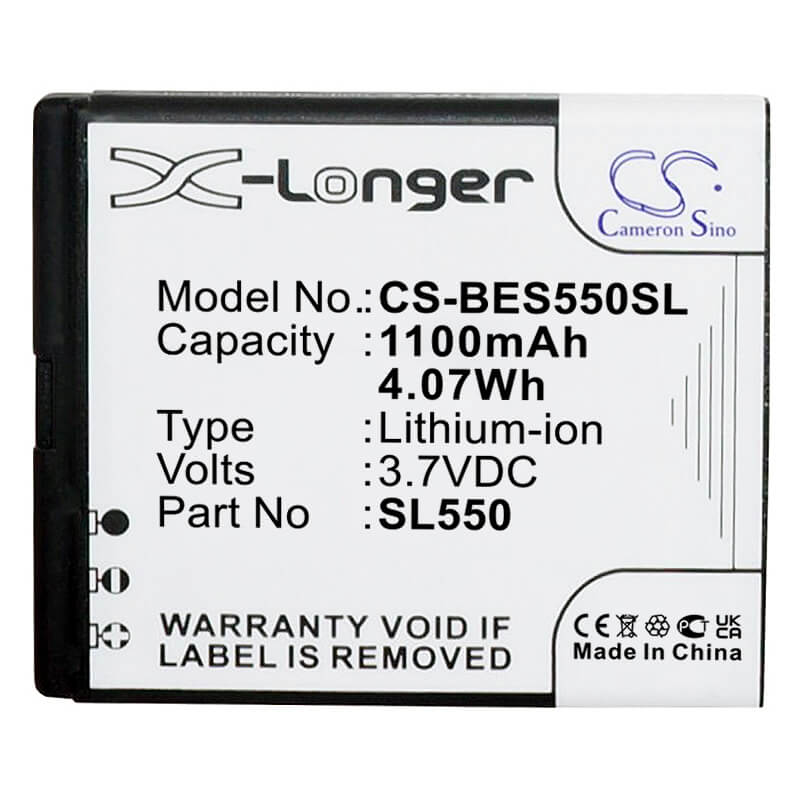 3.7V, 1100mAh, Li-ion Battery fits Bea-fon, Sl550, 4.07Wh