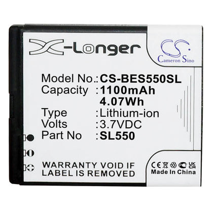 3.7V, 1100mAh, Li-ion Battery fits Bea-fon, Sl550, 4.07Wh