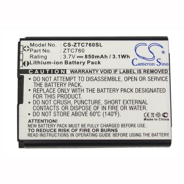 3.7V, 850mAh, Li-ion Battery fits Metropcs, C76, 3.145Wh