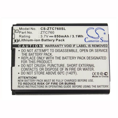 3.7V, 850mAh, Li-ion Battery fits Telstra, C76, 3.145Wh