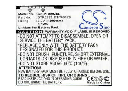 3.7V, 900mAh, Li-ion Battery fits Verizon, Cdm-8992, Cdm-8992 Hotshot, 3.33Wh