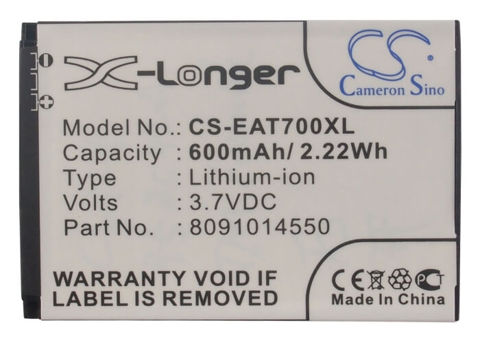 3.7V, 600mAh, Li-ion Battery fits Itt, Easy 7, 2.22Wh
