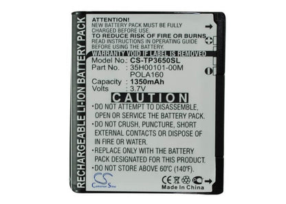 3.7V, 1350mAh, Li-ion Battery fits Htc, P3650, Polaris 100, 4.995Wh