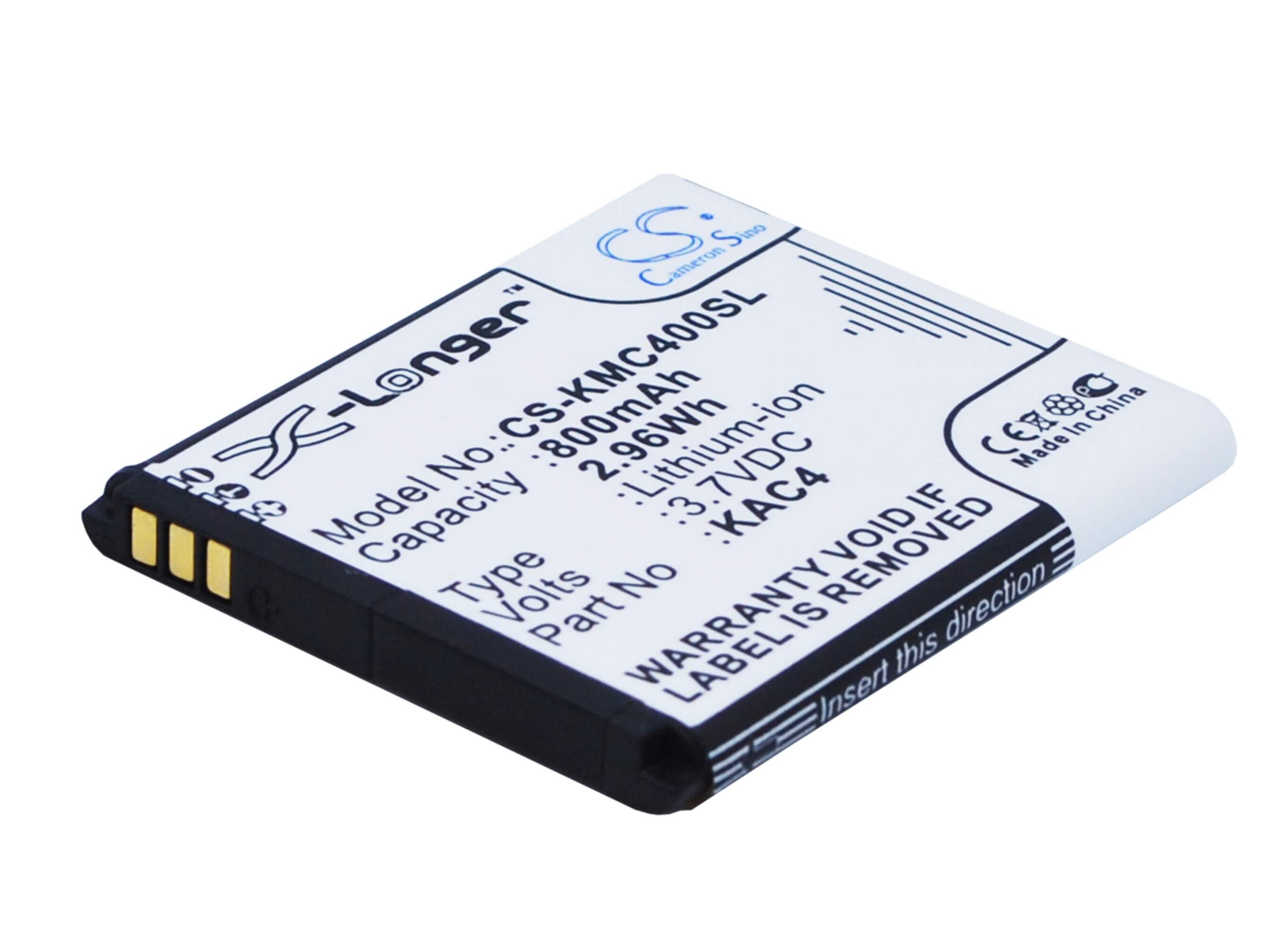 3.7V, 800mAh, Li-ion Battery fits Kazam, Life C4, Life Senioren C4, 2.96Wh