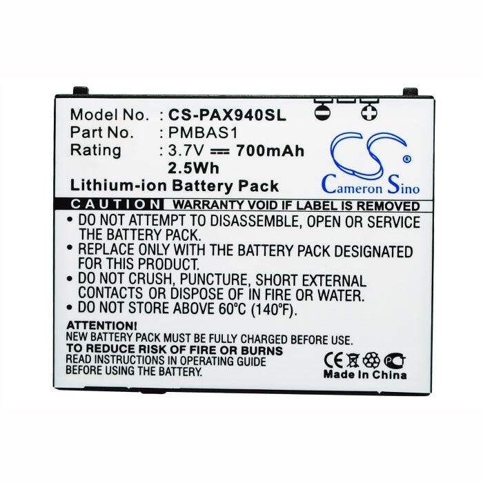 3.7V, 700mAh, Li-ion Battery fits Panasonic, 001p, 940p, 2.59Wh