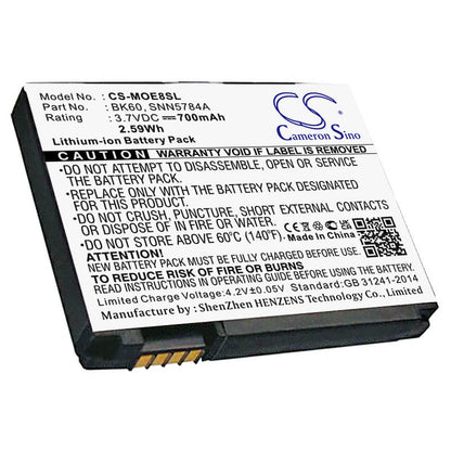 3.7V, 700mAh, Li-ion Battery fits Motorola, A1600, A1800, 2.59Wh