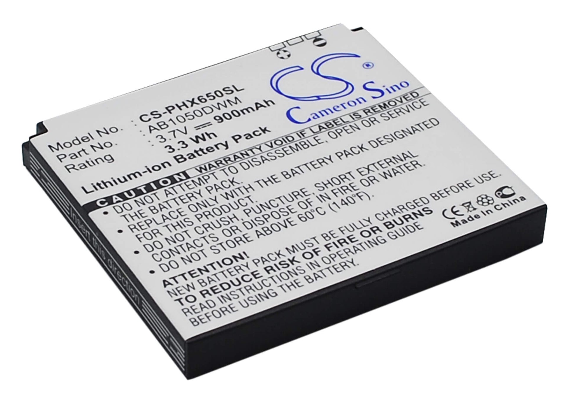 3.7V, 900mAh, Li-ion Battery fits Philips, Xenium X510, Xenium X605, 3.33Wh